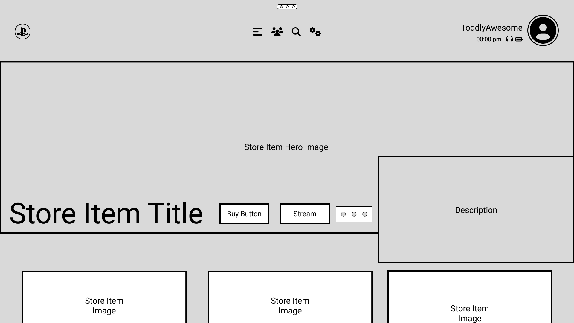 Store Item Selection Wireframe